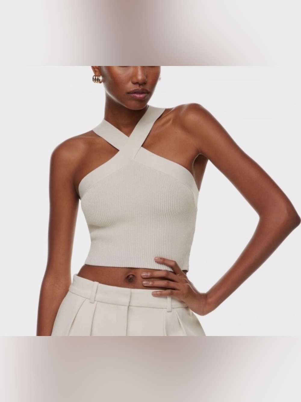 Aritzia Babaton Sculpt Knit Criss Cross Tank